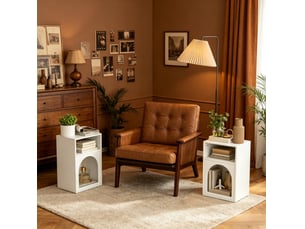Lot de 2 tables de chevet 40x30x60 cm rangement ouvert mdf blanc