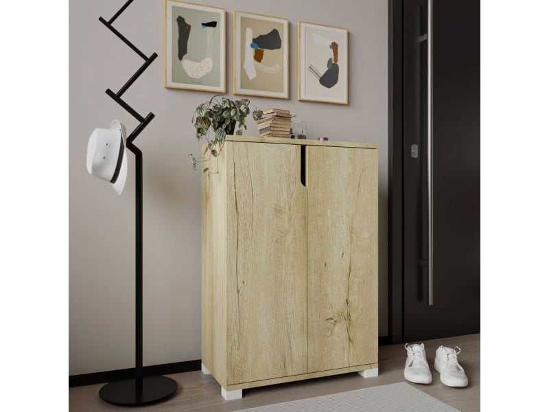  Meuble à chaussures 2 portes en aggloméré venedik chêne  - Conforama E