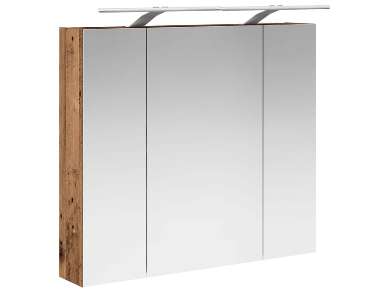 Armoire miroir de salle de bain, cabinet de salle de bain bois ancien 80 x 14.5 x 70 cm cf65149 - Conforama E