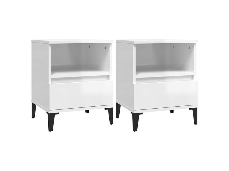 Lot de 2 table de chevet, table d'appoint blanc brillant 40x35x50 cm  - Conforama A