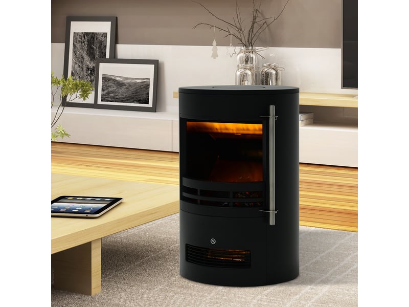  Cheminée électrique avec chauffage, noire, effet flammes led et 9002000 w  - Conforama B