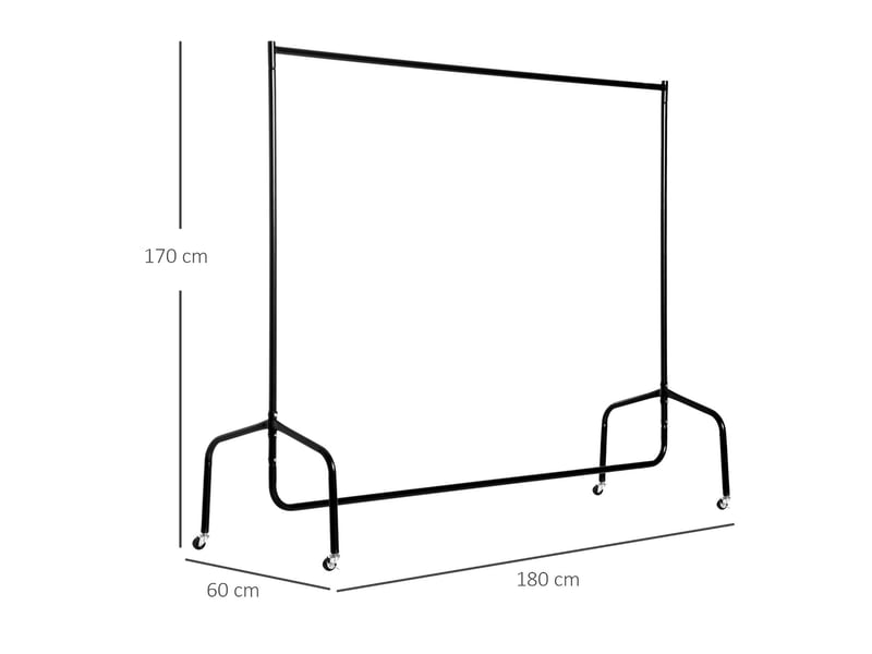  Portant à vêtements avec roulettes en acier noir 180 x 60 x 170 cm  - Conforama C