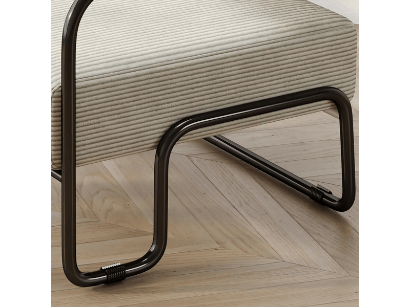  Fauteuil en velours côtelé beige et métal noir W3915P460807 - Conforama E