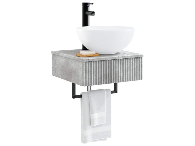 Basin de lavage mural, lavabo gris béton 40x41x40.5 cm  - Conforama C