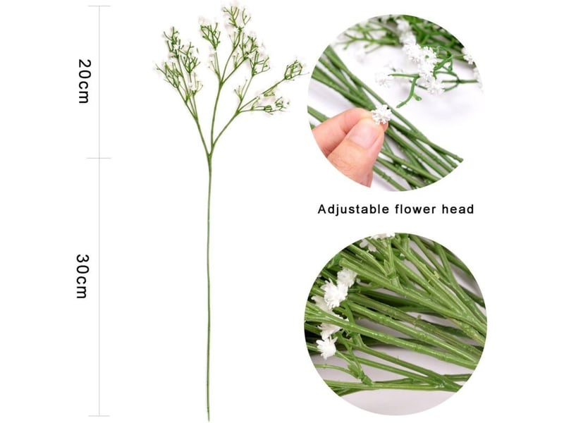  Gypsophile artificielle 12pc fleur en soie blanche pour mariage, fête, mariée, décor de bureau-  - Conforama B