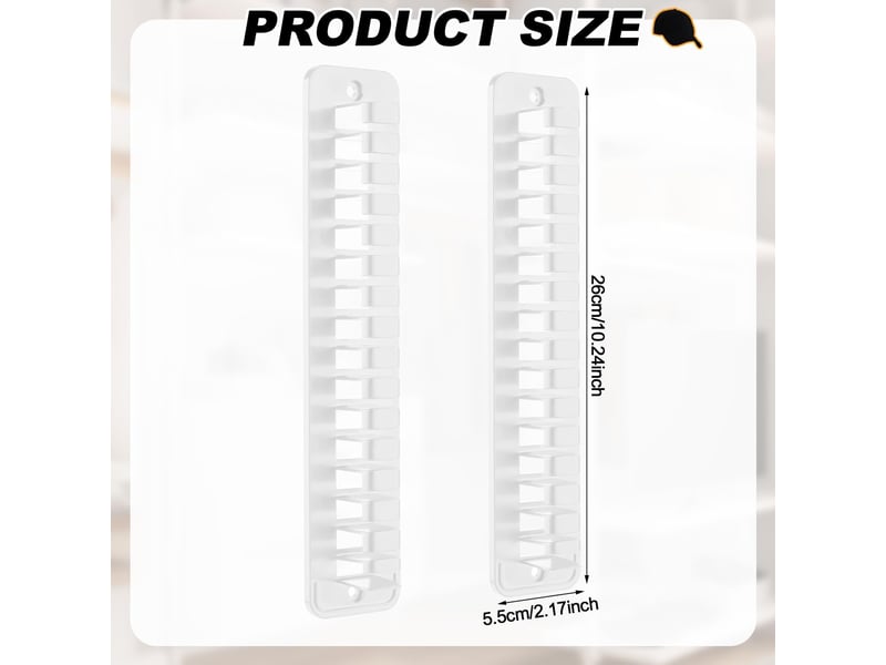 2pcs porte chapeau mural, plastique organisateur de chapeaux pour baseball crochet chapeau adhésif organisateur casquette de baseball cintre (blanc - Conforama B