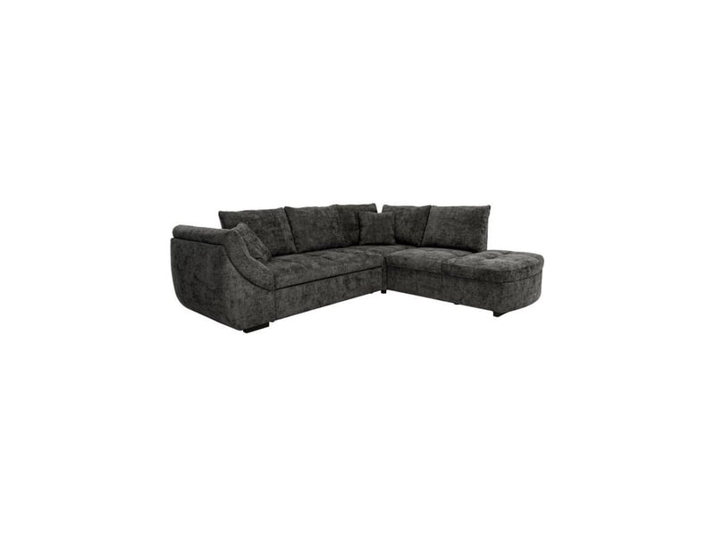 Canape d angle convertible reversible calvin tissu chenille noir 257x214x88 cm coffre de rangement CALVINB006301 - Conforama A