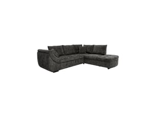 Canapé d'angle réversible convertible <strong></strong> <strong>CALVINB006301</strong> 4 places Tissu noir avec coffre de rangement