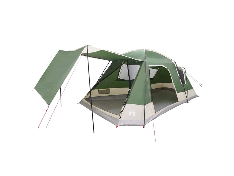 Tente de camping, tente cabane 12 personne vert polyester et acier - Conforama E