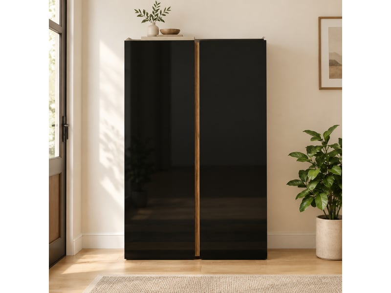  Meuble à chaussures 6 niveaux – portes sans poignées à fermeture douce – noir brillant, 70 x 33,5 x 95 cm  - Conforama B