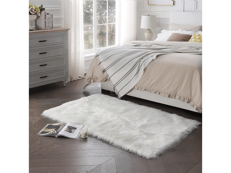  (60x90cm, blanc)cozy sensation comme véritable laine tapis en fourrure synthétique, man-made luxe laine tapis de canapé coussin ISG001302 - Conforama B