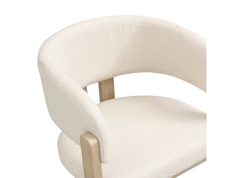  Lot de 2 chaises de salle à manger avec accoudoirs 60x51x80 cm beige bouclé et bois naturel  - Conforama R