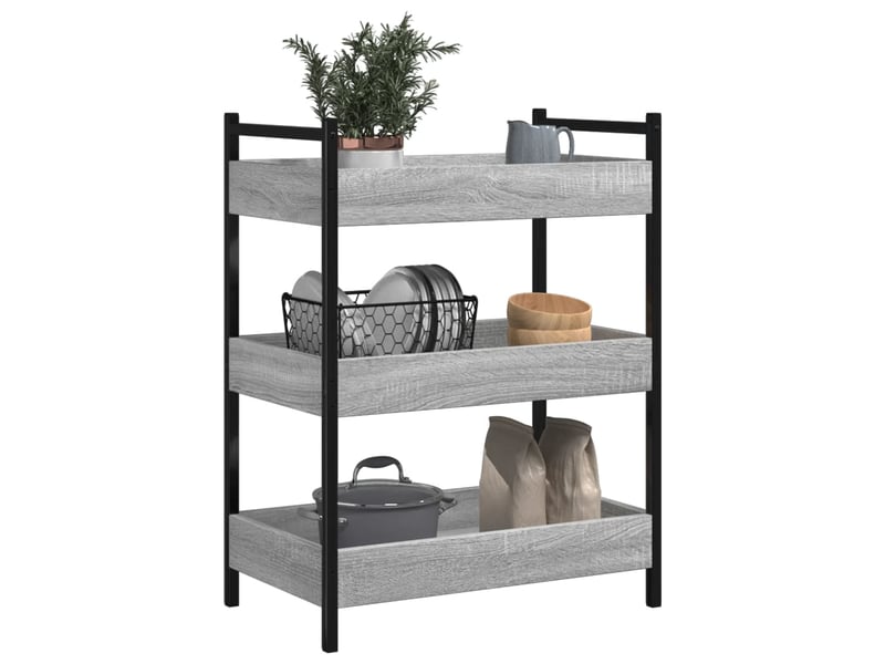  Desserte de cuisine, chariot de rangement sonoma gris 50x30x70 cm bois d'ingénierie  - Conforama E