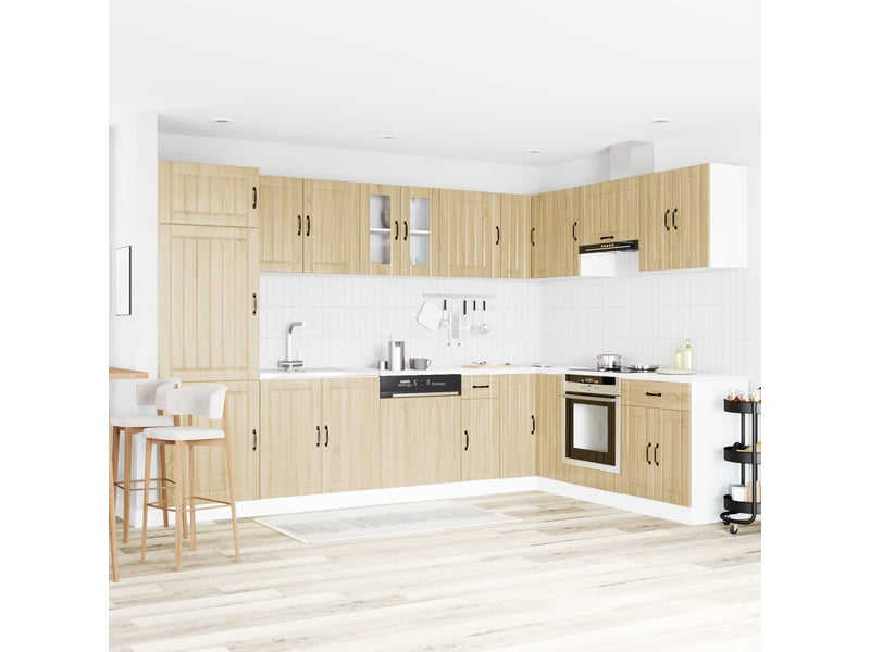 Meuble sous évier 2 pcs chêne sonoma bois d'ingénierie - Conforama B