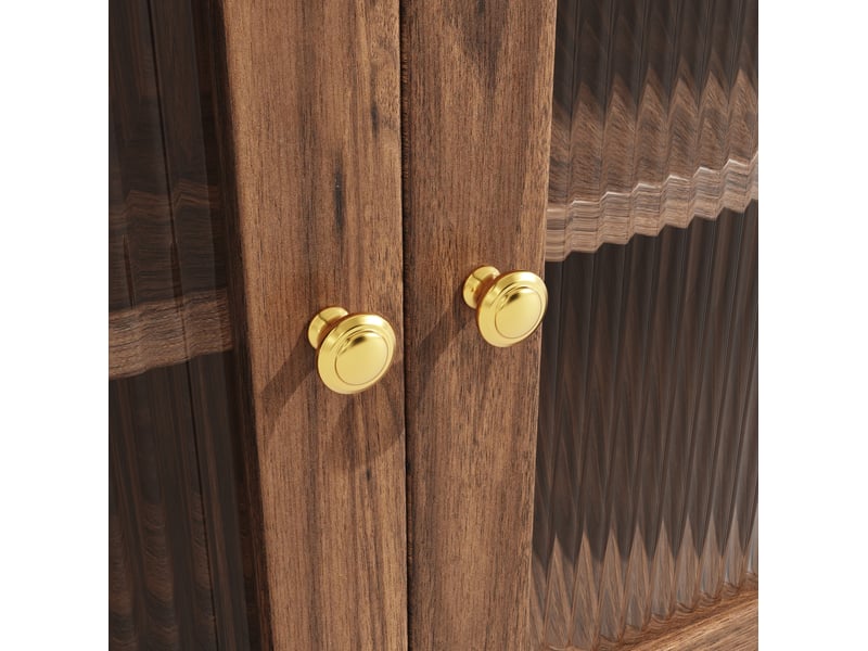  Buffet haut 145x39x171 cm avec éclairage led mdf noyer  - Conforama D