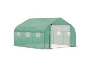 Serre tunnel de jardin grande 3.5 x 3 x 2 m - 6 fenêtres et porte zippée enroulable - acier galvanisé pe haute densité vert