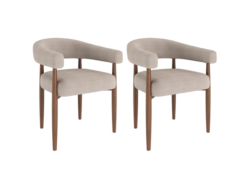  Lot de 2 chaises de salle à manger 60x59x75 cm en métal taupe et aspect noyer  - Conforama A