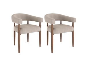 Lot de 2 chaises de salle à manger 60x59x75 cm en métal taupe et aspect noyer
