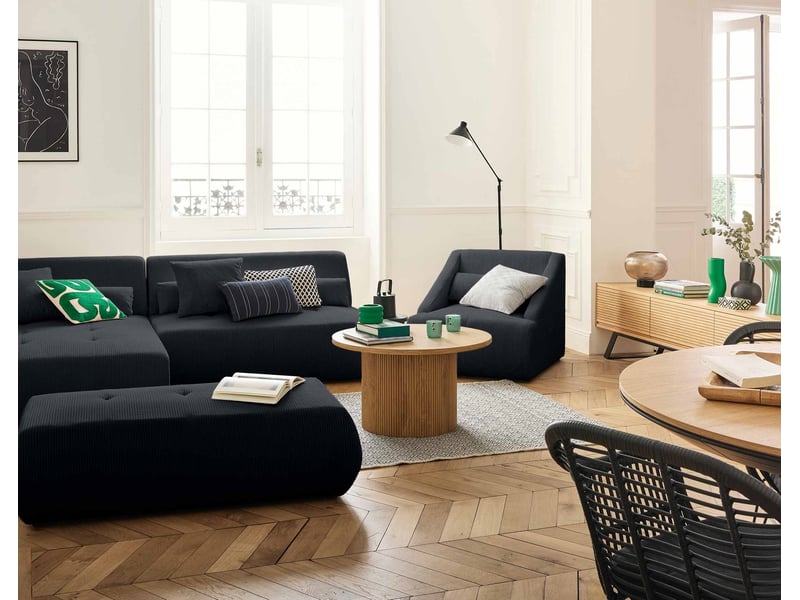  Onyx - canapé modulable d'angle gauche 5 places - en velours côtelé - lisa design - noir ONYX - Conforama B