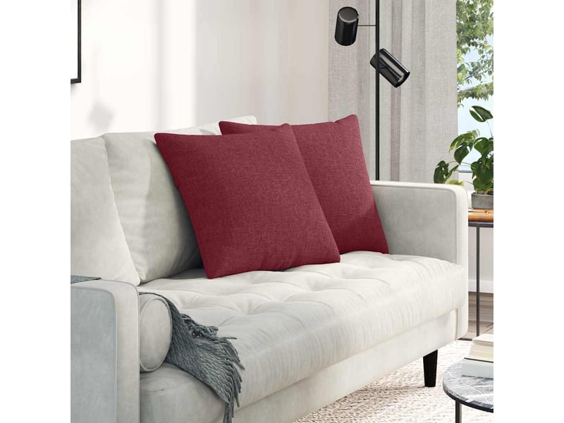  Lot de 2 coussins de canapé, coussins décoratifs tissu bordeaux 50 x 50 cm cf58799  - Conforama B