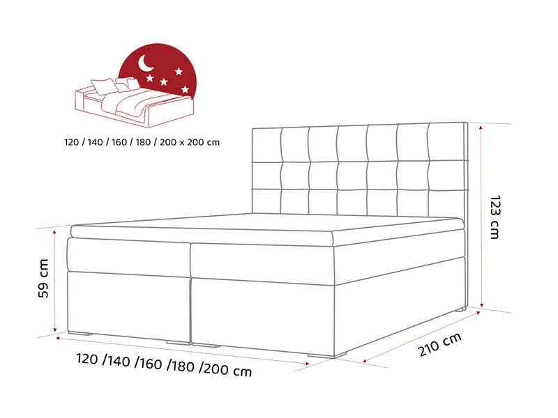  Lit adulte imperial - 160x200 cm - matelas ressorts + surmatelas - coffre de rangement - velours dense hydrofuge gris IMPERIAL - Conforama E