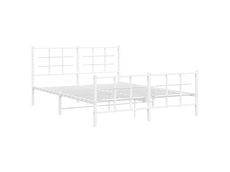  Lit double- lit adulte -  cadre de lit métal sans matelas et pied de lit blanc 150x200 cm  - Conforama B