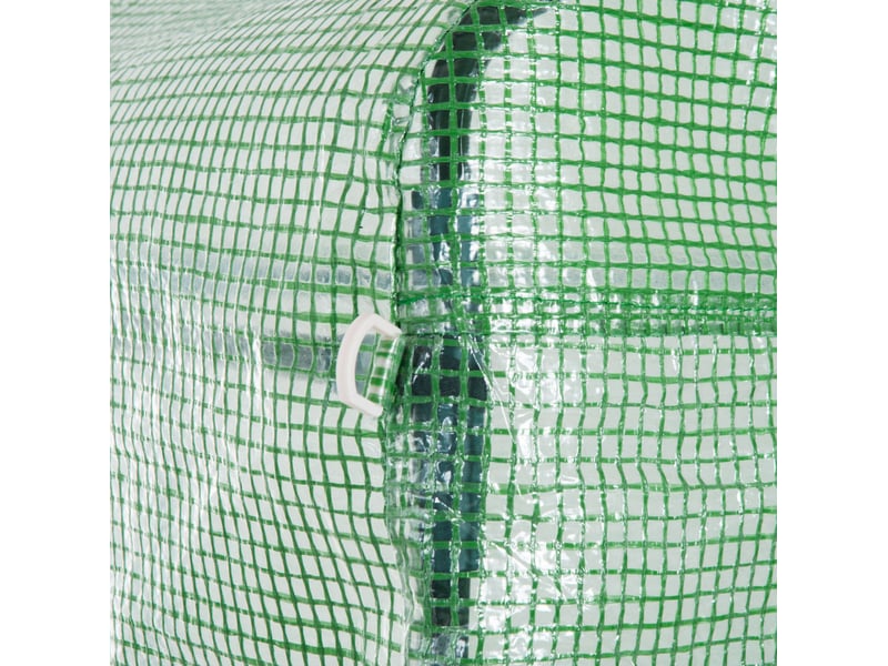  Serre tunnel de jardin 600 x 300 x 200 cm – verte – 8 fenêtres enroulables, porte zippée et structure acier  - Conforama E
