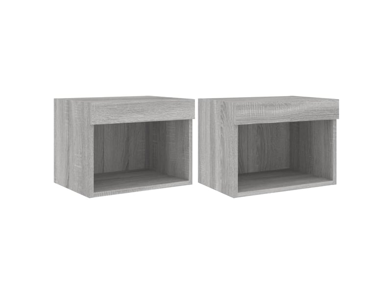 Lot de 2 table de chevet mural avec lumières led sonoma gris shl1335  - Conforama A