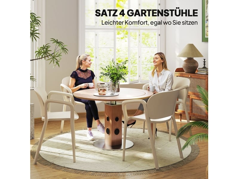  Lot de 4 fauteuils de jardin empilables 60x56x75 cm – blanc – plastique résistant aux intempéries  - Conforama E