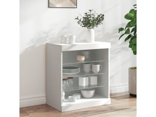 Buffet - bahut - meuble de rangement avec lumières led blanc 60,5x37x67 cm