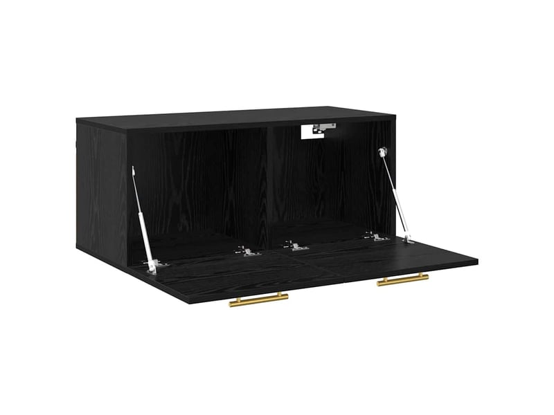  Meuble mural, rangement salon 80 x 36.5 x 35 cm bois d'ingénierie chêne noir shl3427  - Conforama E