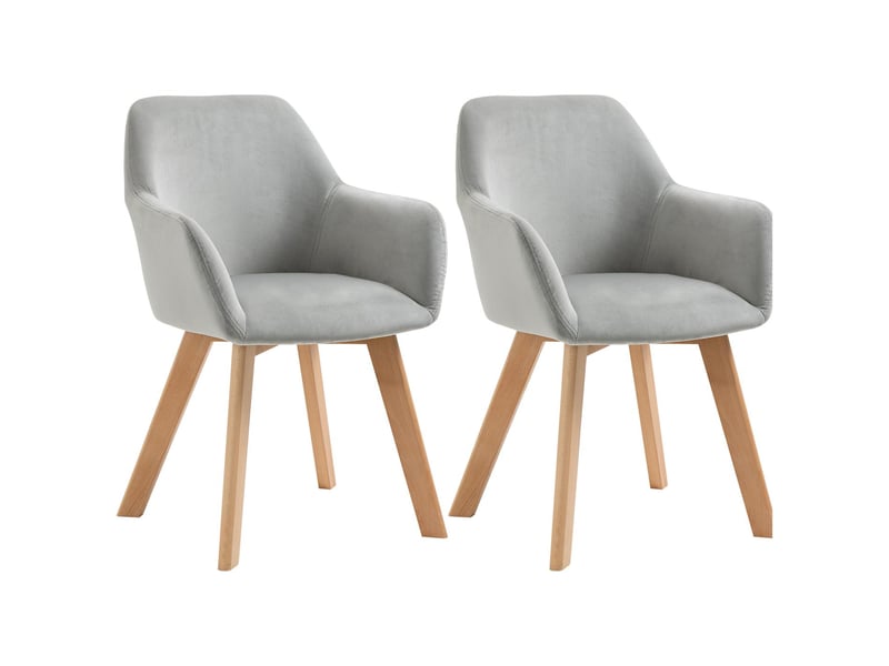  Lot de 2 chaises de salle à manger tissu velours gris et bois 54 x 57 x 80 cm  - Conforama B