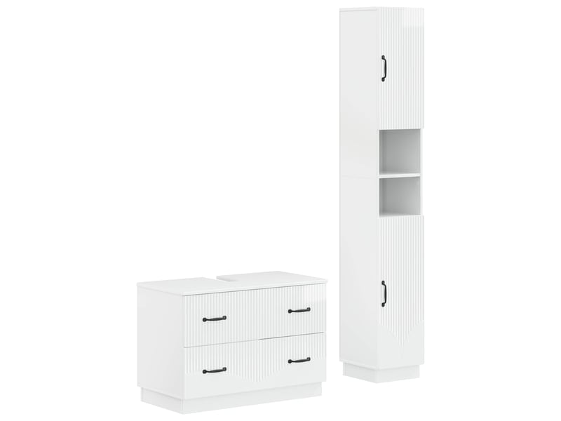  Ensemble de 2 meubles de salle de bain hoorn blanc brillant cf63174  - Conforama A
