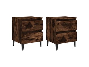 Vidaxl table de chevet chêne fumé métal meuble rangement 40x35x50 cm chambre coucher