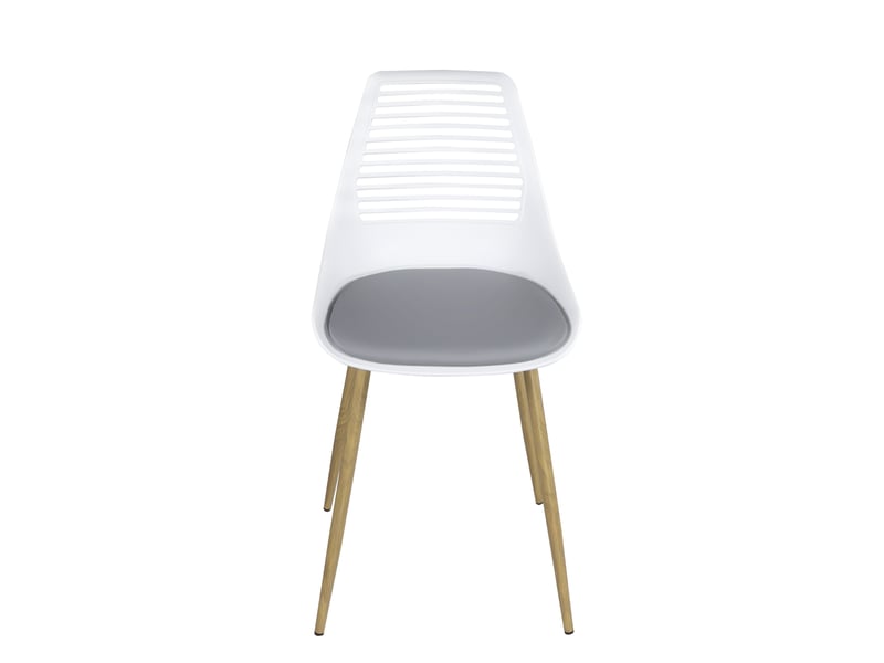 Lot de 2 chaises de cuisine vintage geos avec dossier ajouré, assise rembourrée blanc et gris  - Conforama B