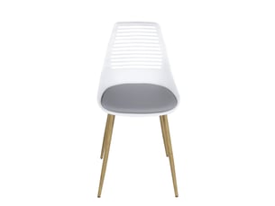 Lot de 2 chaises de cuisine vintage geos avec dossier ajouré, assise rembourrée blanc et gris