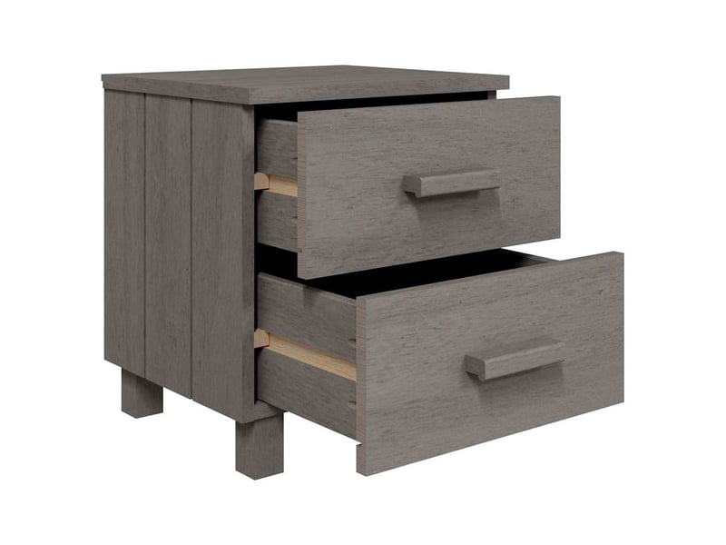  Lot de 2 tables de chevet - cabinet de chevet - table de nuit hamar gris clair 40x35x44,5cm bois massif  - Conforama E