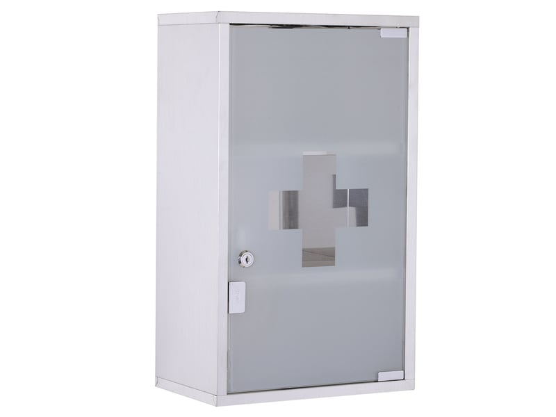  Armoire de médecine en acier inoxydable avec serrure 30x18x50 cm pour un rangement sûr  - Conforama A