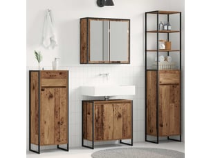 Ensemble de mobilier de salle de bain 4 pièces bois ancien cf64543