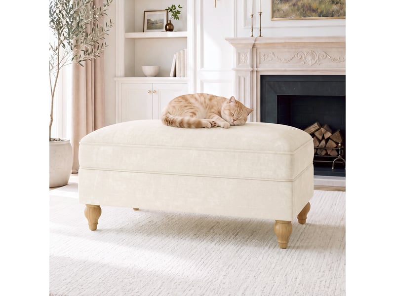  Tabouret windsor chenille - blanc SF20250034004 - Conforama C