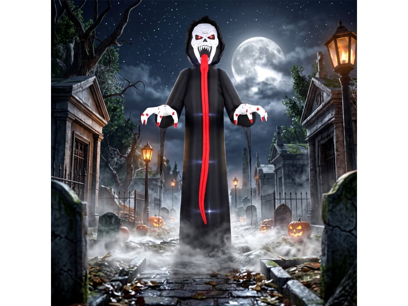  Décoration gonflable halloween squelette éclairé - pour jardin et entrée en polyester noir 310 cm  - Conforama E
