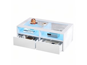 Table basse rectangulaire coloris blanc - 50 cmx100 cm