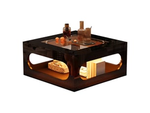 Table basse carré(e) coloris noir <strong>OOIILLEE</strong> <strong>Luxe haut de gamme</strong> - 70 cmx70 cm