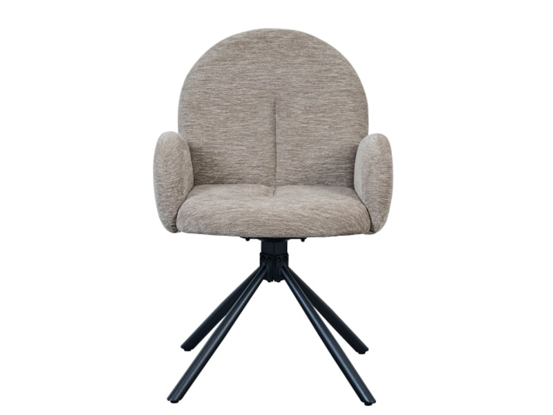 Chaises de salle à manger pivotantes 2 pièces avec accoudoirs – assise veloutée taupe, pieds métalliques - Conforama A