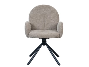 Chaises de salle à manger pivotantes 2 pièces avec accoudoirs – assise veloutée taupe, pieds métalliques