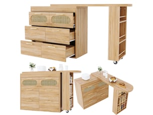Buffet 2 porte(s) 6 tiroir(s) - 203 cm coloris naturel