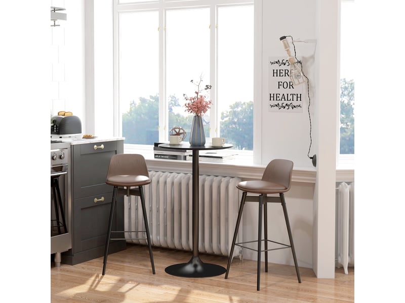  Table de bar ronde table de bistro mange-debout table de cuisine style contemporain plateau peint et cadre en acier  - Conforama D