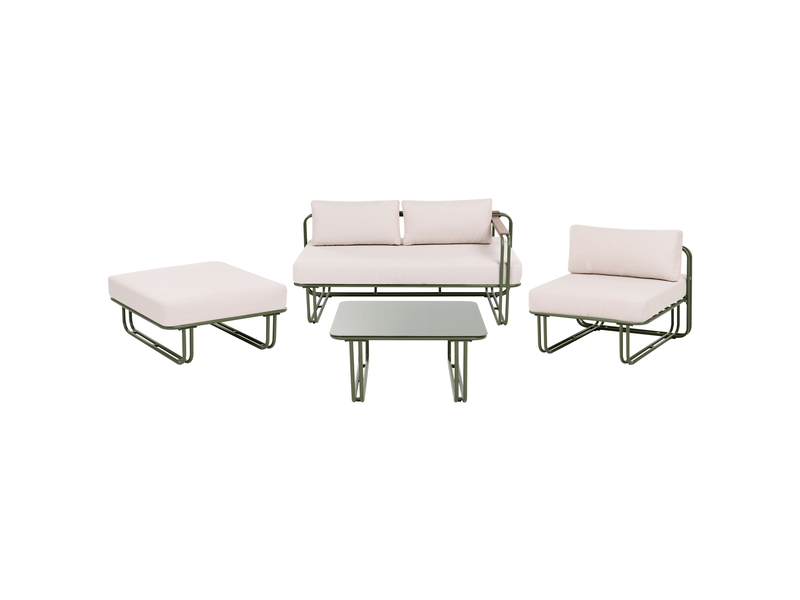  Ensemble de salon de jardin avec table et ottoman 3 places camerota  métal vert  - Conforama A