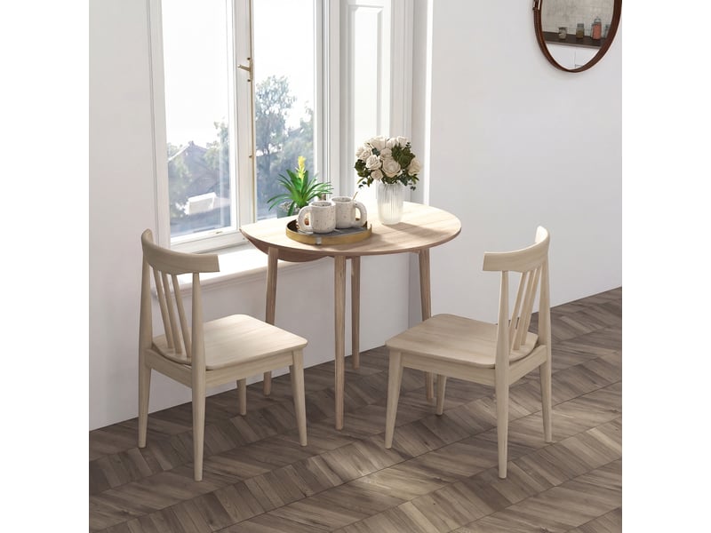  Table de salle à manger pliante 2 abattants - table ronde extensible - peu encombrante avec pieds en bois ø89 x 73.5h cm  - Conforama D