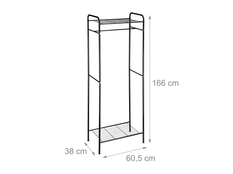  Portant à vêtements avec tringle et rangement chaussures 166 x 60,5 x 38 cm en métal noir 13_0005863  - Conforama B